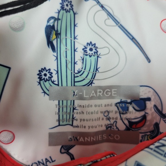 NWT Swannies Golf Mens XL White All Over Arizona Cactus Performance Stretch Polo - Picture 4 of 6